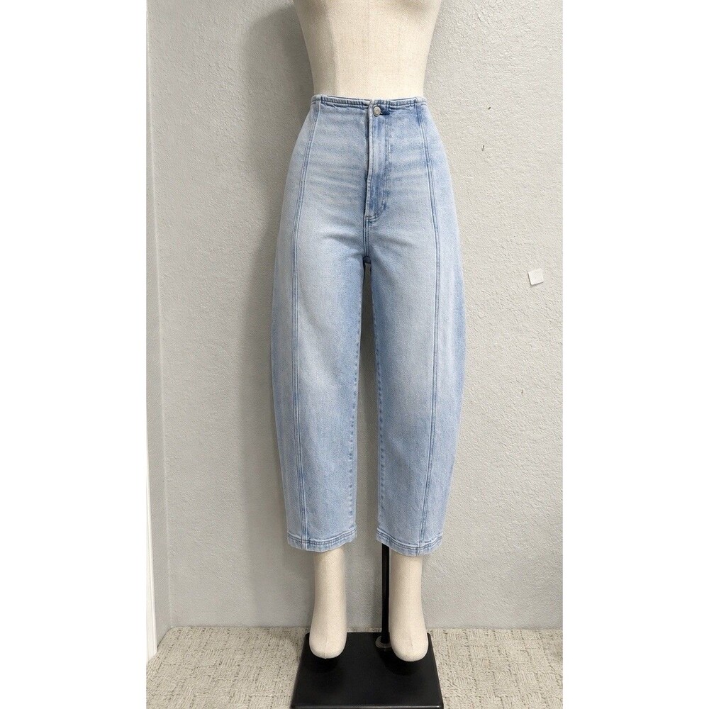 Pistola Blair High Waist Crop Barrel Jeans Size 26 Pristine Light Wash Denim - Picture 3 of 11
